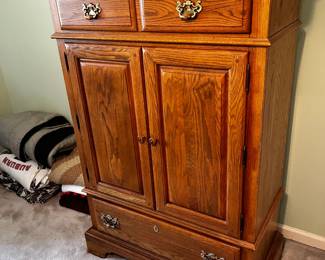 #65	Sumter Oak Chest of Drawers w/3 drawers & 2 Shelves - 37x18x58 - Upstairs - You Move Down	 $125.00 