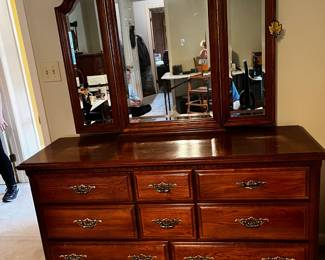 #71	Sumter Dresser w/8 Drawers & Tri-fold Mirror - 60x19x32   Mirror - 48x47 - Upstairs - You Move Down	 $125.00 