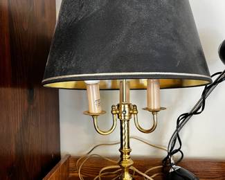 #15	Brass  3 light Lamp w/shade - 22" Tall	 $60.00 
