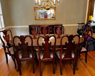 #1 dining room table with 8 chairs and 2 leaves - 66-96x42x29 $275.00