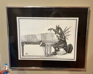 Matteson Dragon Playing Piano Print