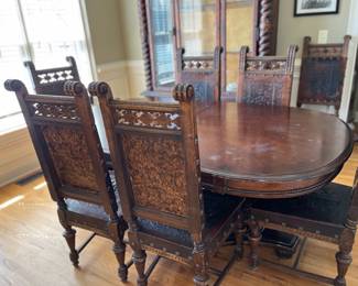 Renaissance Leather Chairs And Dining Table