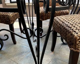 Detail on glass dining table 