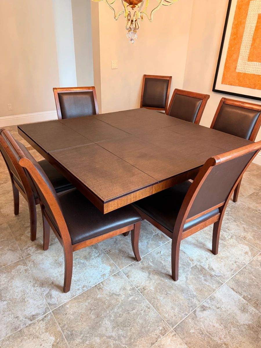 60 " Square Dining Table - Oiled Walnut - With Table Pads