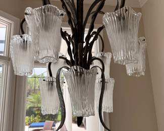 Rod Iron chandelier - 8 glass lights