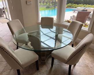 Round Glass top table with pedestal - 60"R - Glass 1" thick