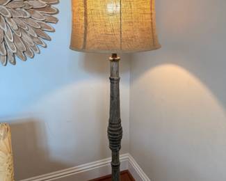 Floor Lamp - light shade with wooden base