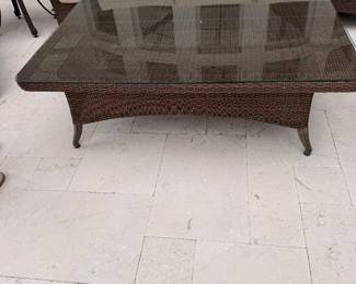 Ratan coffee table with glass top - 54 x 42