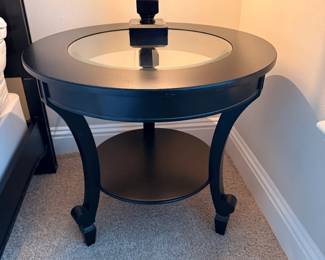 2 End tables with glass insert - 30" R