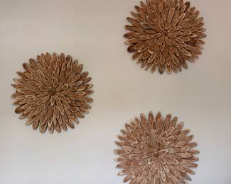 3 Round wooden wall art - 30"R Each