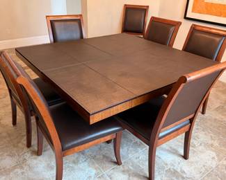 60 " Square Dining Table  - Oiled Walnut - With Table Pads