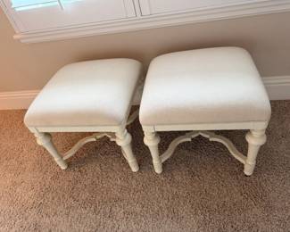 2 white fabric stools - 20 x 20 each