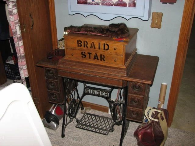 singer sewing machine and thread cabinet