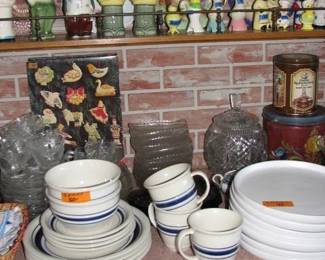 salt and pepper on shelf and more kitchen items