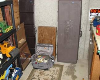 tackle box and gun cases