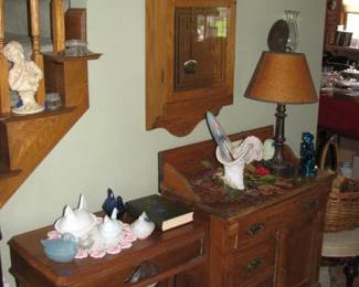 commode, small table, wall clock (battery opperated)