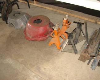 bell housings, jack stands, small metal lot
