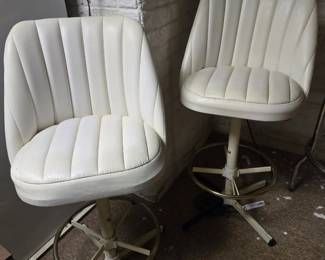 Vintage white vinyl bar stools