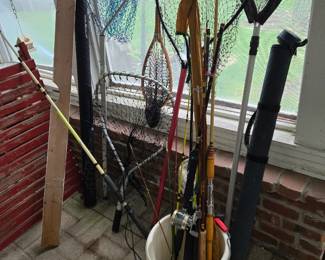 Fishing poles, nets, cases. There is also tackle not pictured