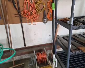 Plastic shelves, electrical cords