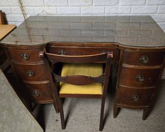 Wood desk & chair