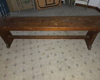 Long wood bench
