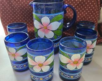 Hand painted glasses & pitcher