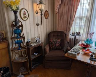 fenton glass, art, captain chair