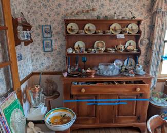 dining set, punch bowl, hutch