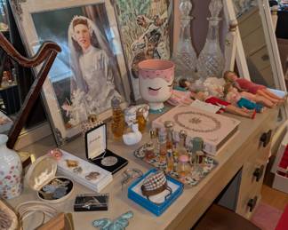 vintage perfume, jewelry, trinkets