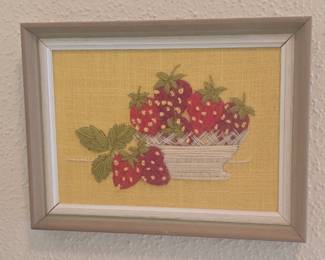Embroidery Strawberry Picture- There are lots thruout the house