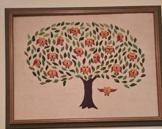 Embroidery Owl Tree
