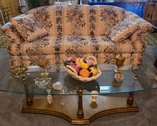 Floral Couch - Coffee Table- Glassware