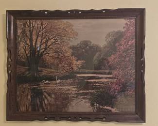 River Picture with Swans