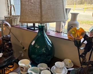 Stunning Art Glass Green Lamp