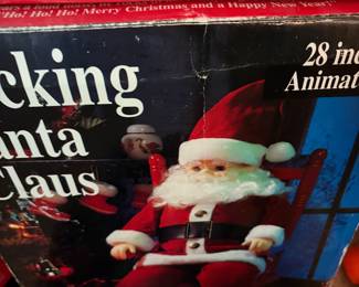 Vintage rocking Santa Claus in original box