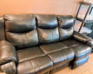 Dark Blue Leather Electric Recliner