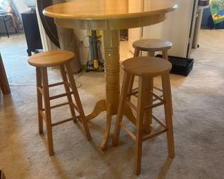 Bar height, cocktail table, and barstools