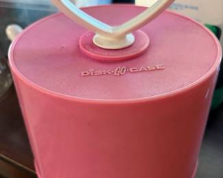 Vintage Pink Disk-Go-Case for 45 rpms vinyl record Carry case with records