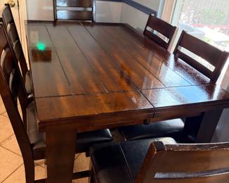 Wood Dining table with six chairs
