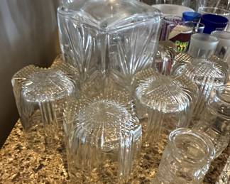 Cut Glass Decanter and Tumbler Set