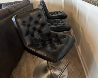 Tufted Faux Leather Swivel Bar Stools (Set of 2)