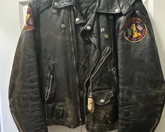 Vintage Sears The Men's Store Leather Motorcycle Jacket with Harley-Davidson Sportster Patch