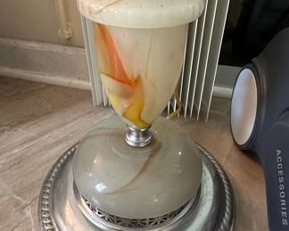 Art Deco Alabaster and Chrome Floor Lamp