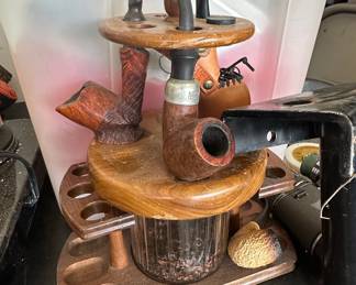 Vintage Fairfax Pipe Stand with Humidor and Pipes