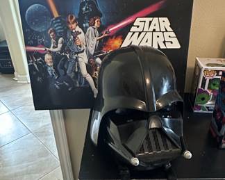 Star Wars The Black Series Darth Vader Electronic Helmet and Original Trilogy Poster