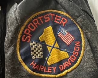 Vintage Sears The Men's Store Leather Motorcycle Jacket with Harley-Davidson Sportster Patch