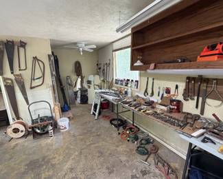 lots of tool, extendable ladder, deer blind mirror, haeve duty extension cords