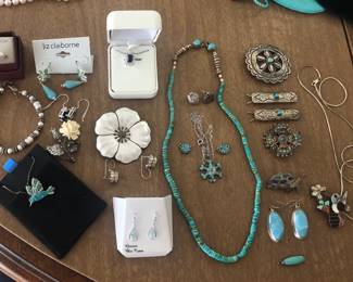 Sterling Silver Jewelry; Navajo & Mexico Including Turquoise, Coral