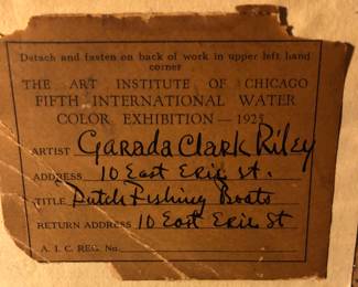 In 1925 the artist exhibited-AIC International Watercolor Exhibition